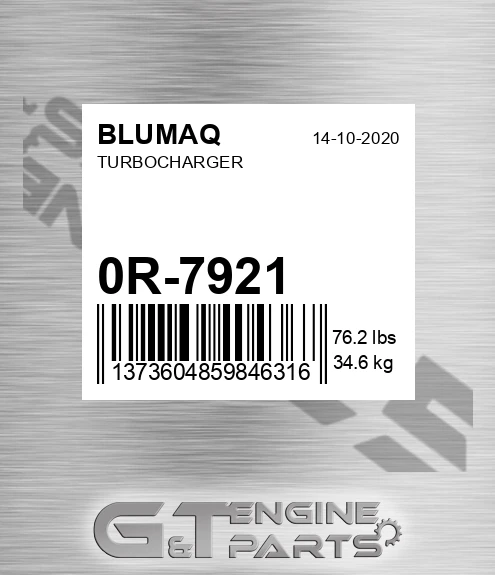 0R-7921 Turbocharger for BLUMAQ