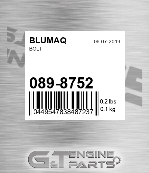 089-8752 Bolt for BLUMAQ