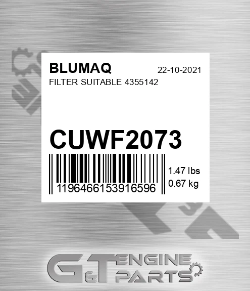 CUWF-2073 Filter Suitable 4355142 for BLUMAQ