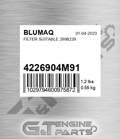 4226904M91 BLUMAQ Filter Suitable 2998229
