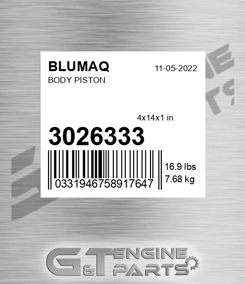 302-6333 Body Piston for BLUMAQ