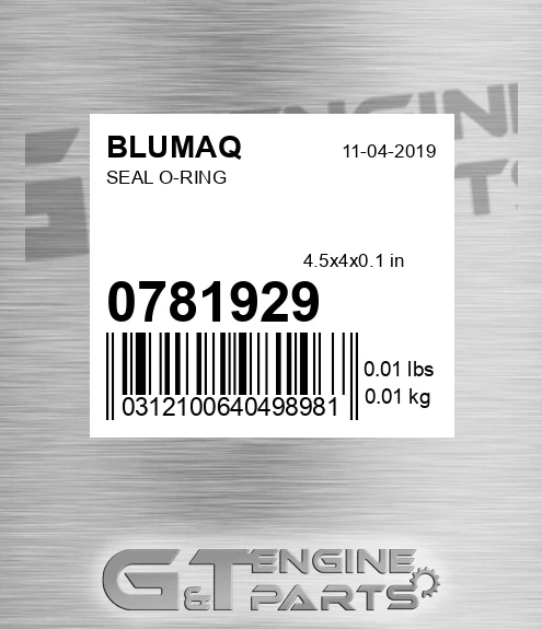 078-1929 Seal O-ring for BLUMAQ