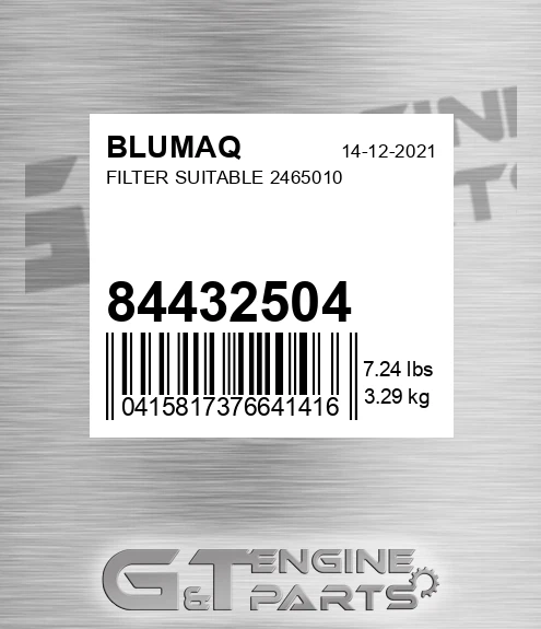 84432504 Filter Suitable 2465010