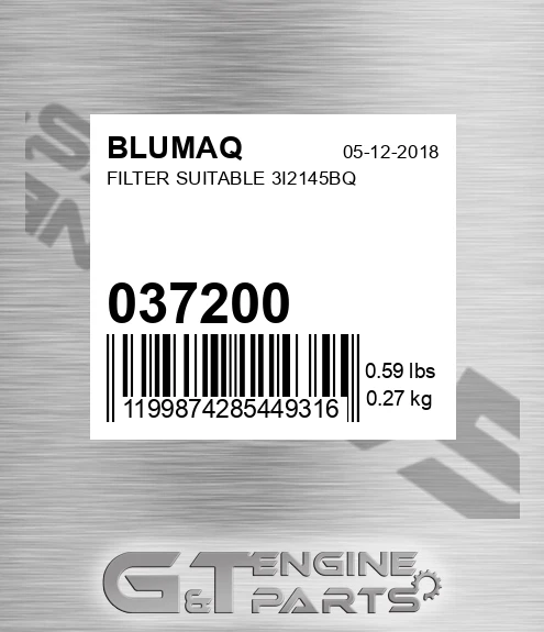 037.200 Filter Suitable 3i2145bq for BLUMAQ
