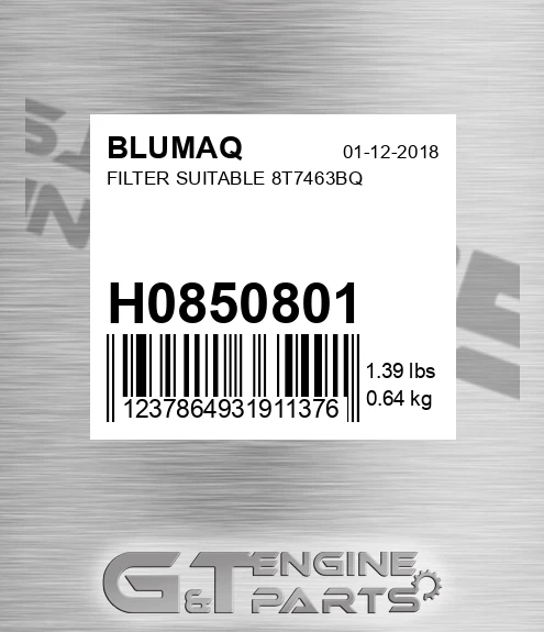 H0850801 BLUMAQ Filter Suitable 8t7463bq