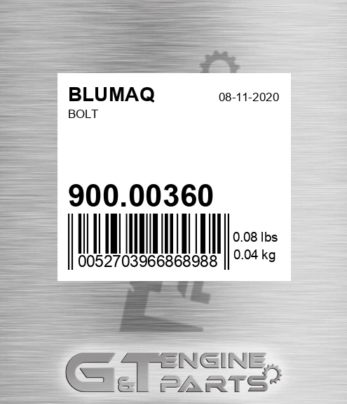 900.00360 Bolt for BLUMAQ