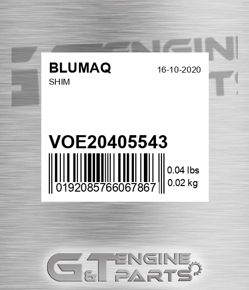 VOE20405543 Shim for BLUMAQ
