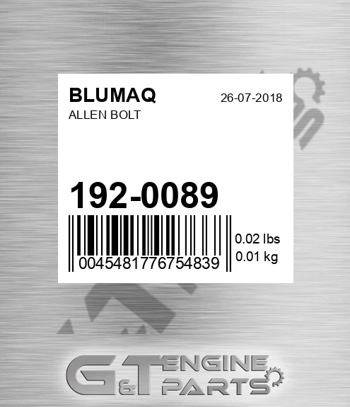 192-0089 Allen Bolt for BLUMAQ