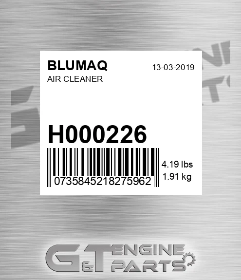 H000226 Air Cleaner for BLUMAQ