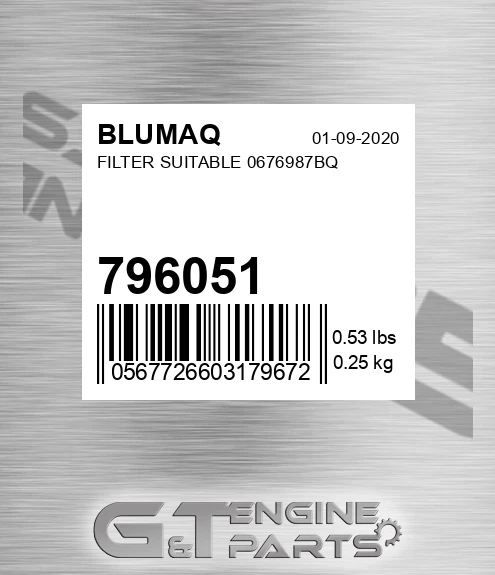 796051 BLUMAQ Filter Suitable 0676987bq