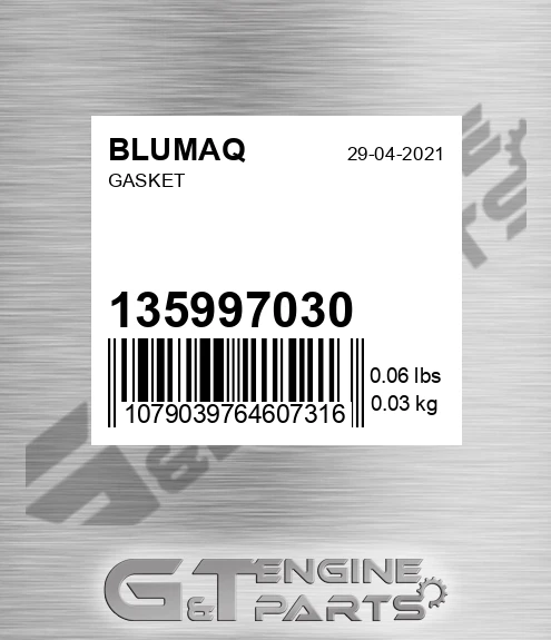 135997030 Gasket for BLUMAQ