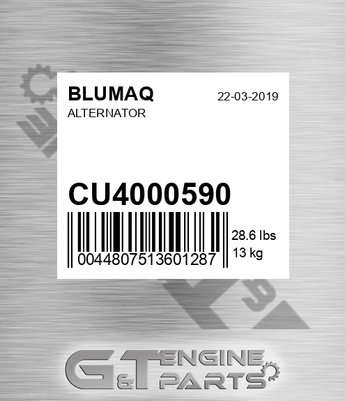 CU4000590 BLUMAQ Alternator