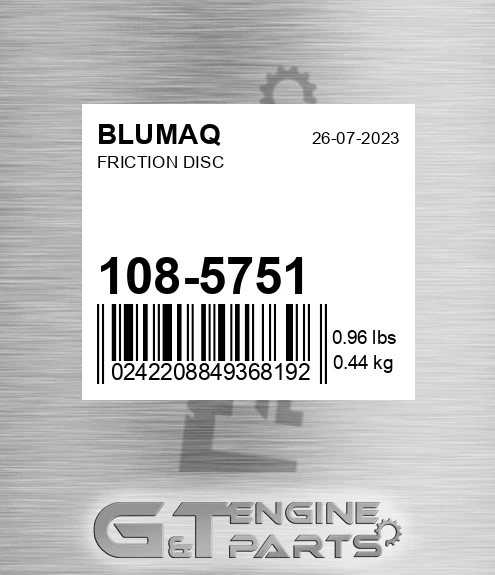 108-5751 Friction Disc for BLUMAQ