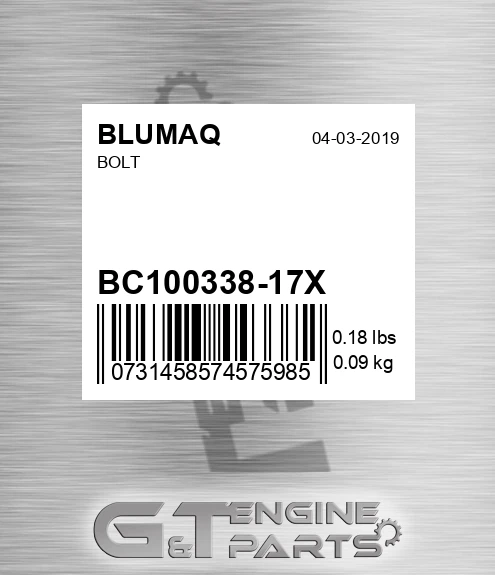 BC100338-17X Bolt for BLUMAQ
