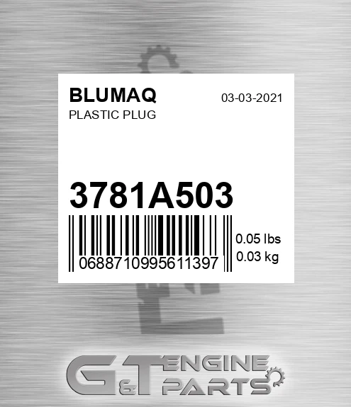 3781A503 Plastic Plug for BLUMAQ