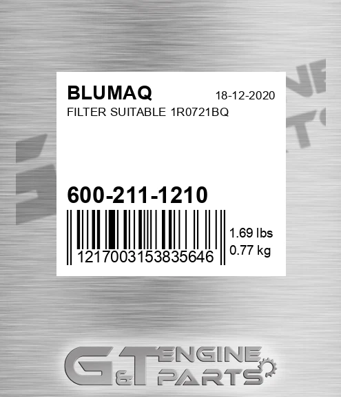 600-211-1210 Filter Suitable 1r0721bq for BLUMAQ