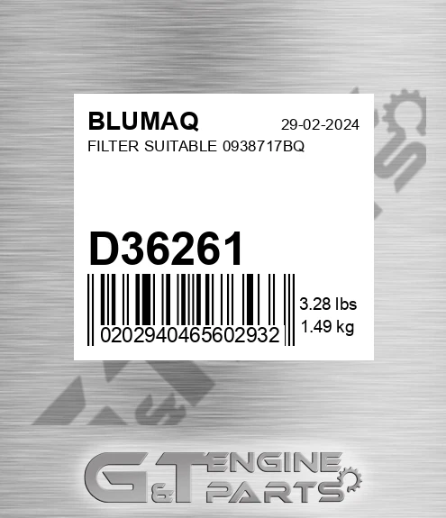 D36261 BLUMAQ Filter Suitable 0938717bq