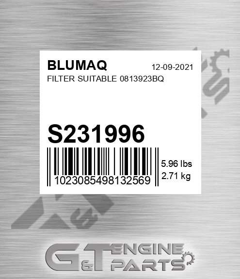 S231996 Filter Suitable 0813923bq