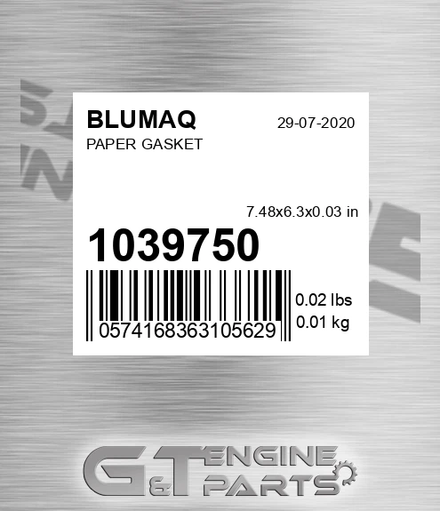 103-9750 Paper Gasket for BLUMAQ