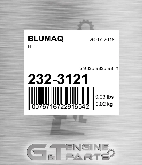 232-3121 Nut for BLUMAQ