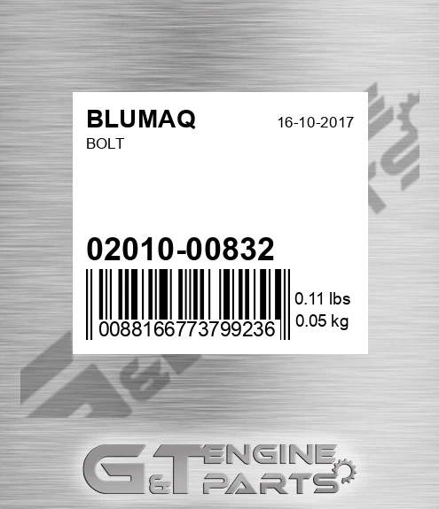 02010-00832 Bolt for BLUMAQ