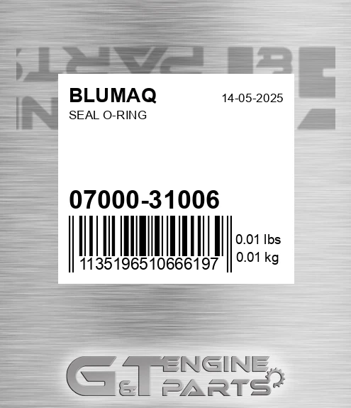 07000-31006 Seal O-ring for BLUMAQ
