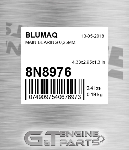 8N-8976 Main Bearing 0,25mm. for BLUMAQ