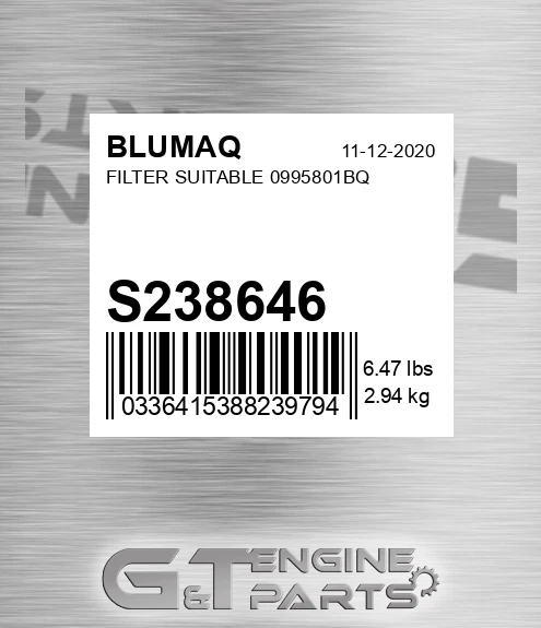 S238646 BLUMAQ Filter Suitable 0995801bq