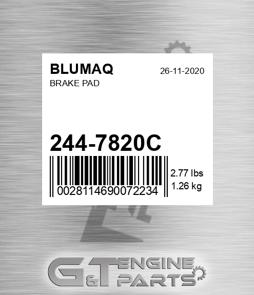 244-7820C Brake Pad for BLUMAQ