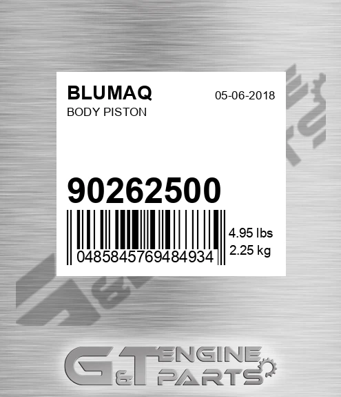 90262500 Body Piston for BLUMAQ