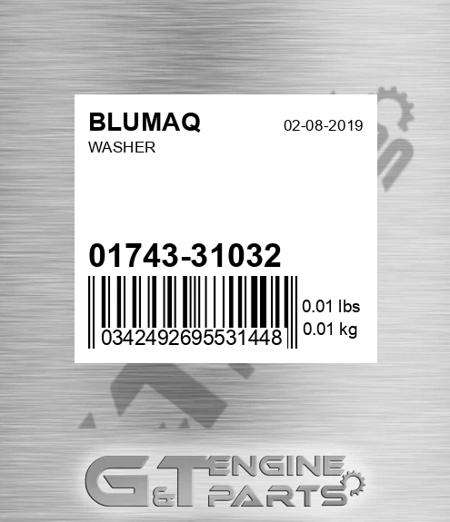 01743-31032 Washer for BLUMAQ
