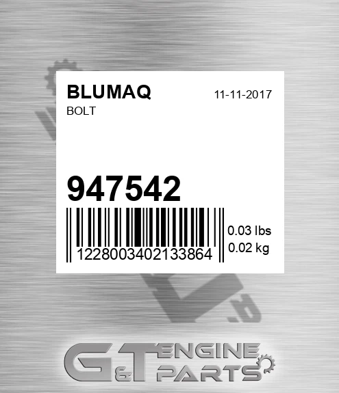 947542 Bolt for BLUMAQ