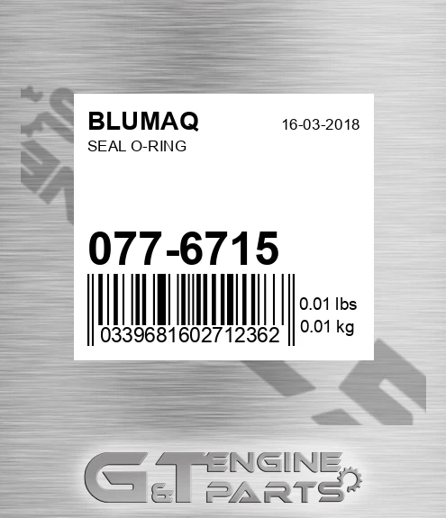 077-6715 Seal O-ring for BLUMAQ