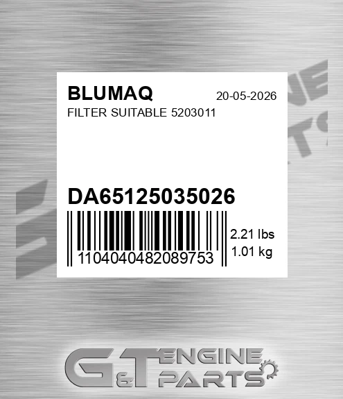 DA65125035026 Filter Suitable 5203011 for BLUMAQ