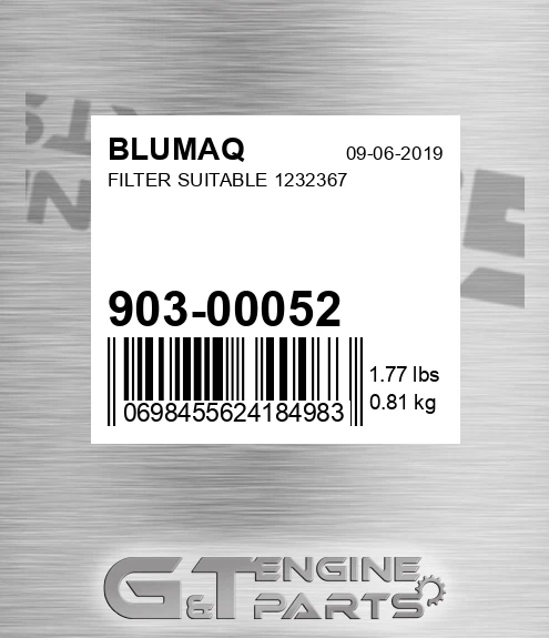 903.00052 Filter Suitable 1232367 for BLUMAQ