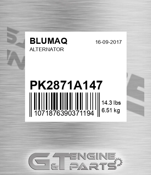 PK2871A147 Alternator for BLUMAQ