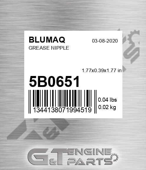 5B-0651 Grease Nipple for BLUMAQ