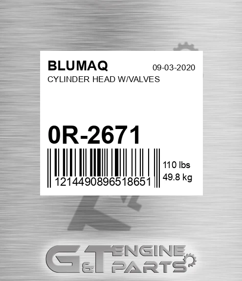0R-2671 Cylinder Head W/valves for BLUMAQ