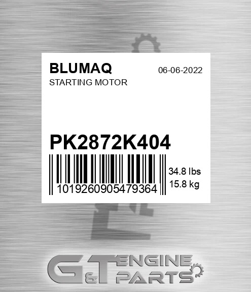 PK2872K404 Starting Motor for BLUMAQ