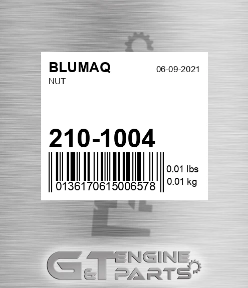 210-1004 Nut for BLUMAQ