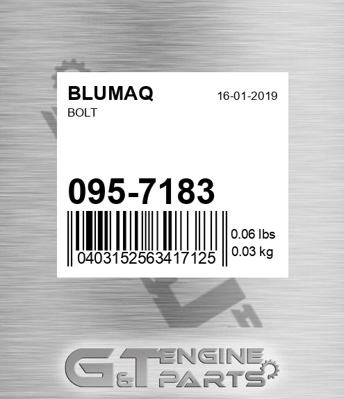 095-7183 Bolt for BLUMAQ