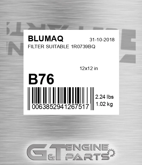 B76 BLUMAQ Filter Suitable 1r0739bq