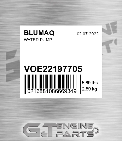 VOE22197705 Water Pump for BLUMAQ