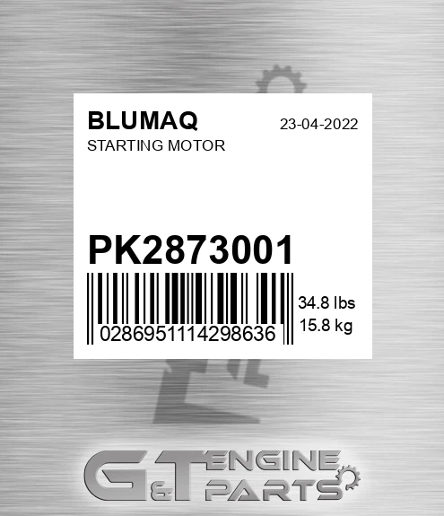 PK2873001 Starting Motor for BLUMAQ