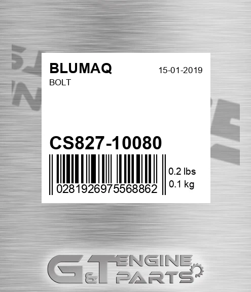 CS827-10080 Bolt