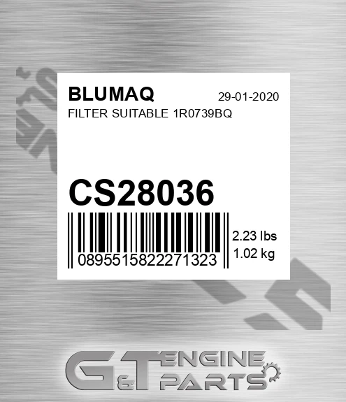 CS28036 BLUMAQ Filter Suitable 1r0739bq