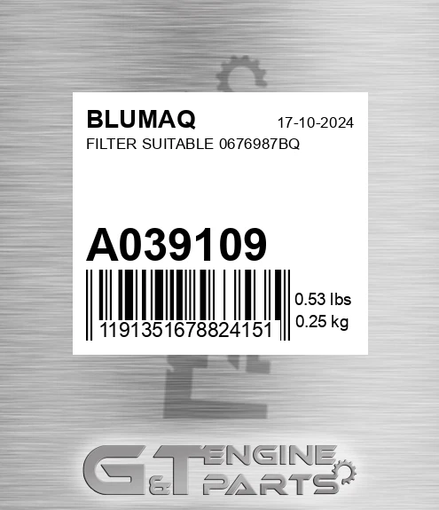 A039109 Filter Suitable 0676987bq
