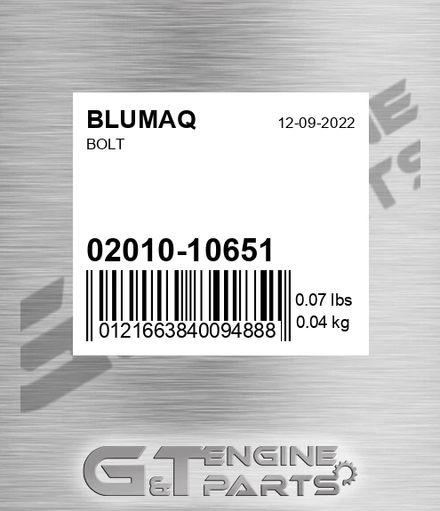 02010-10651 Bolt for BLUMAQ