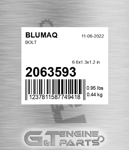 206-3593 Bolt for BLUMAQ