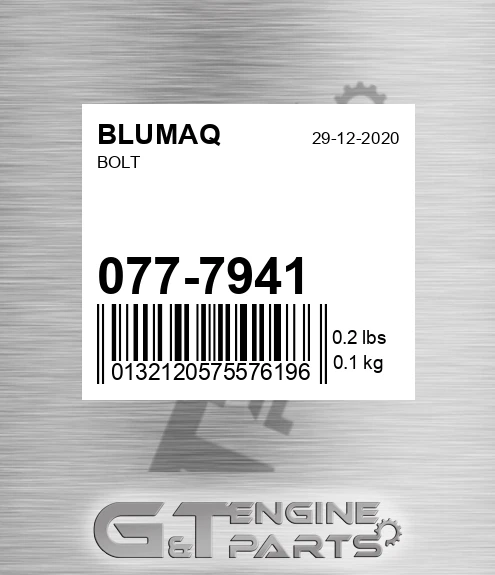 077-7941 Bolt for BLUMAQ